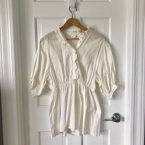 White blouse with puff sleeves